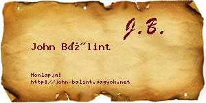 John Bálint névjegykártya